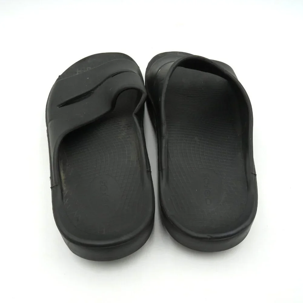 OOFOS Slide Sandals Mens Size 10 Womens 12 Black OOahh Recovery Foam‎ Comfort